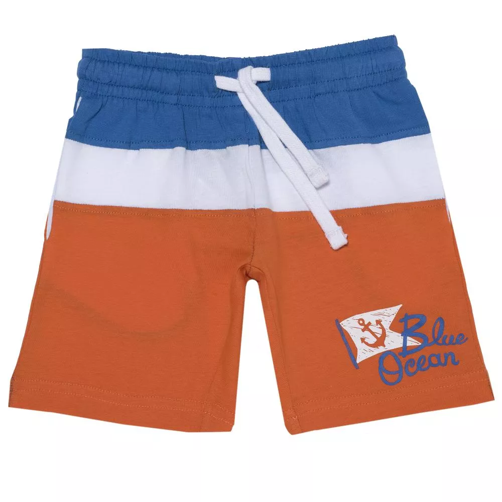 Pantaloni scurti baieti Chicco, albastru cu portocaliu, 92