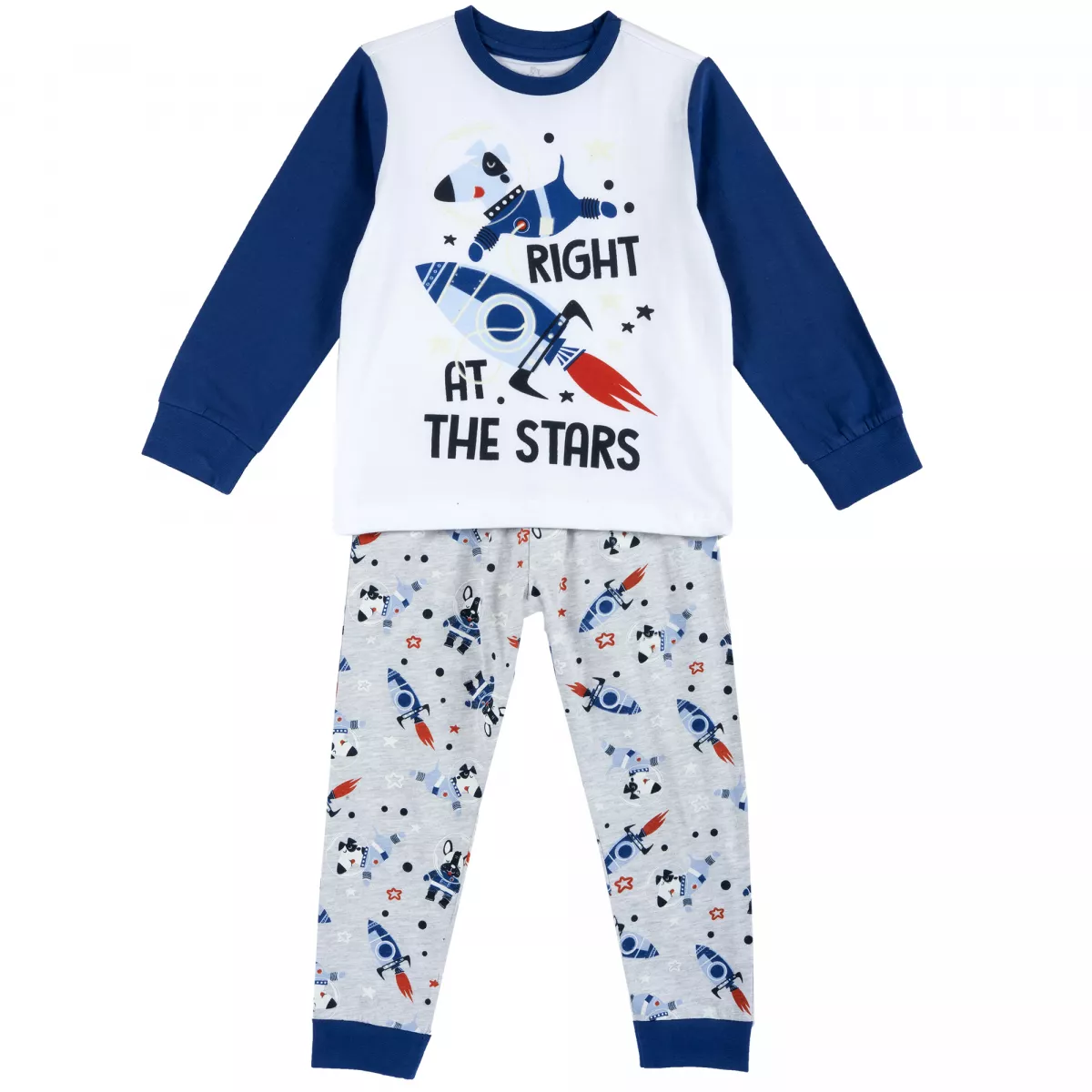 Pijama copii Chicco, albastru cu model, 31356, 122
