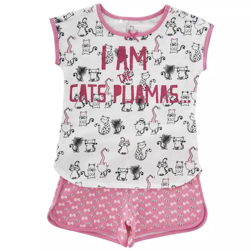 Pijama copii Chicco, maneca scurta, roz, 128