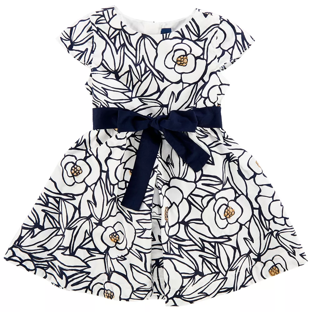 Rochie eleganta copii Chicco, alb cu trandafiri bleumarin, 122