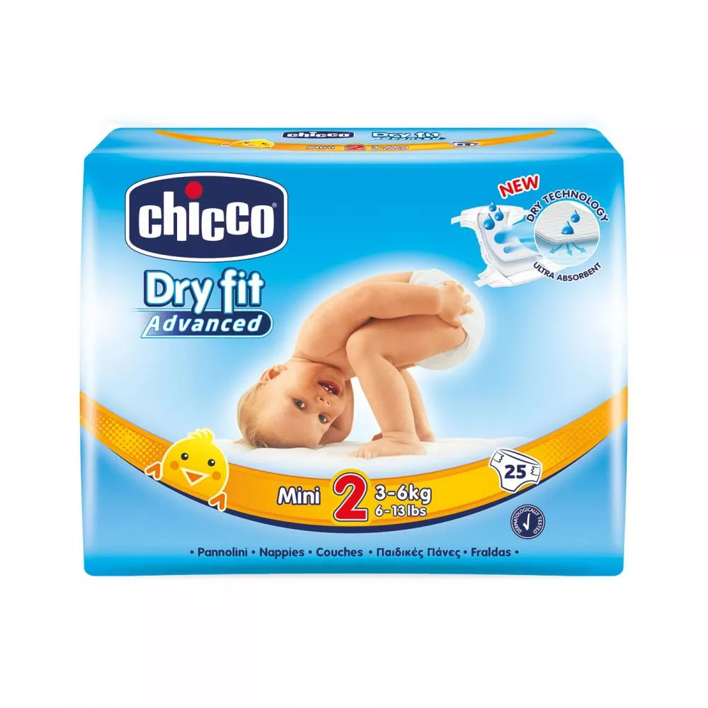 Scutece Chicco Dry Fit Advanced Mini, nr.2, 3-6kg, 25buc