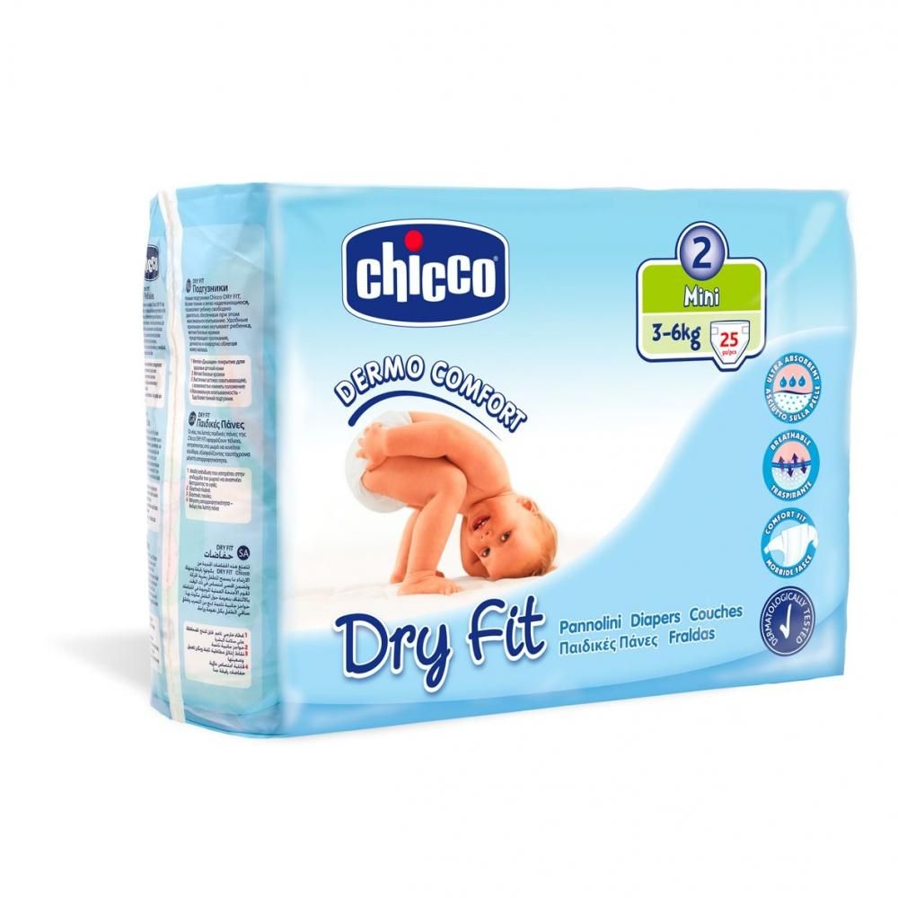 Scutece Chicco Dry Fit, unica folosinta, "mini", Nr. 2 (3-6 kg), 25 buc