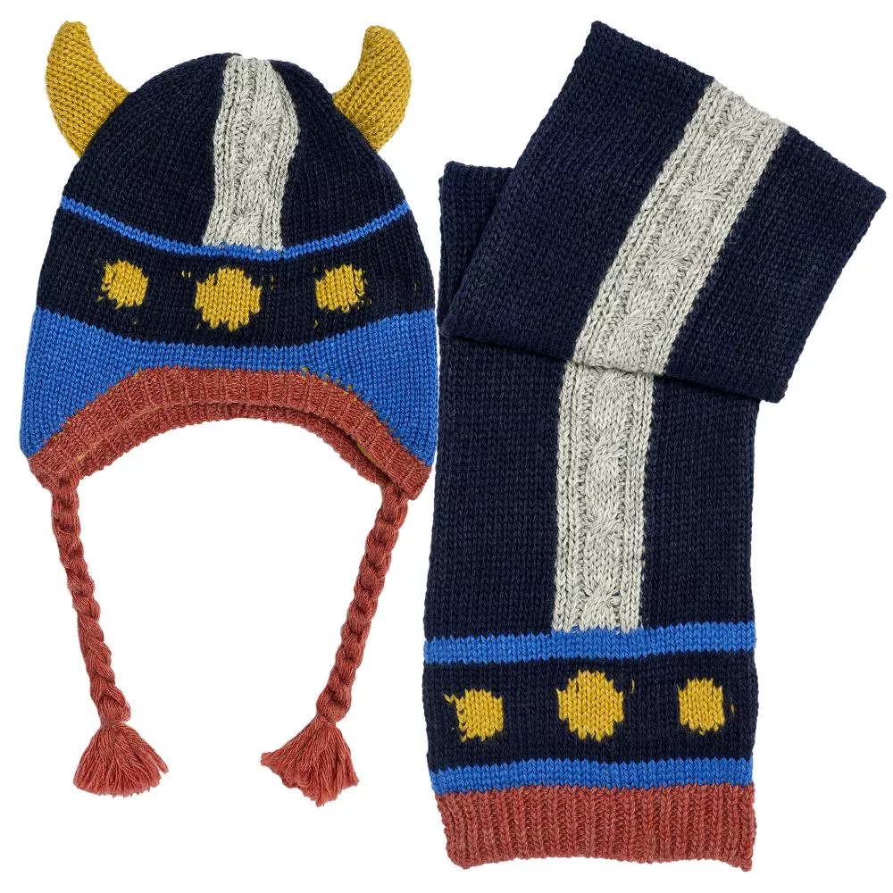 Set 2 bucati Chicco, fular si caciula tricotata, albastru, amestec lana, 4