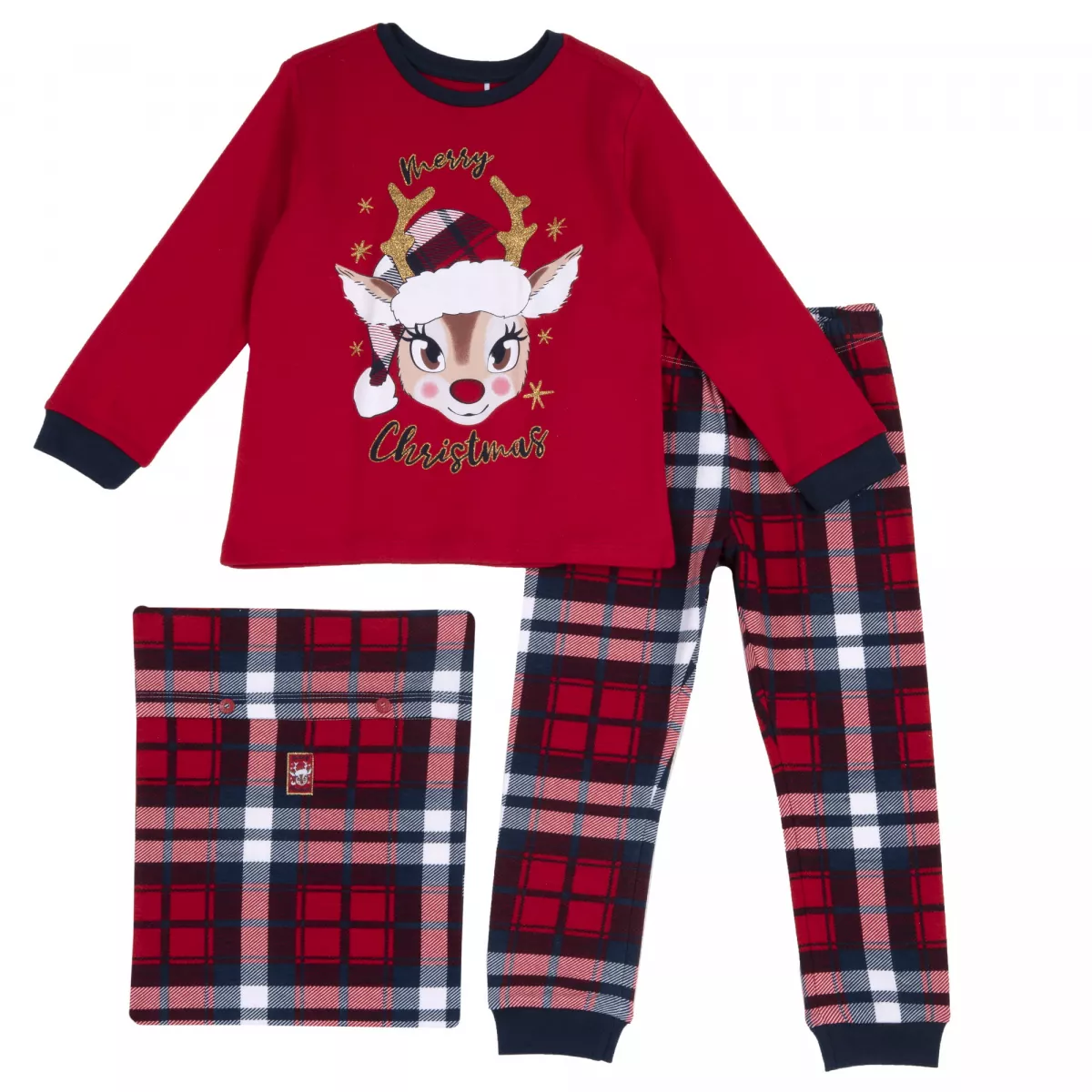 Set pijama fetite Chicco pentru Craciun, Rosu, 31450-65MC, 98