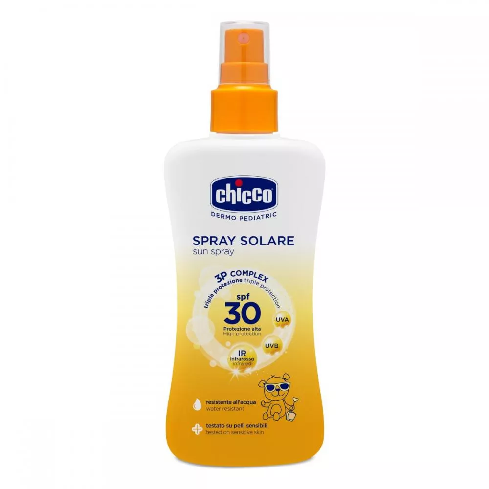 Spray Chicco protectie solara dermopediatrica, SPF 30+, 150ml, 0 luni+