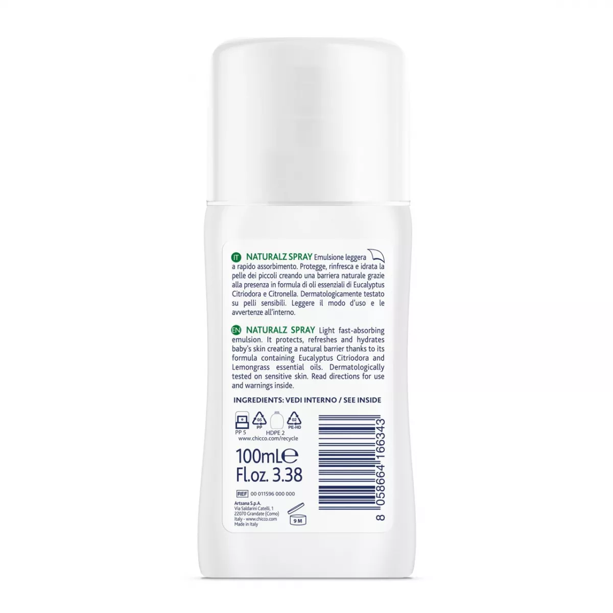 Spray protectie naturala Chicco NaturalZ, 100 ml, 2 luni+