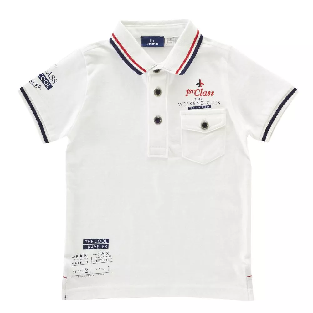 Tricou pentru copii Chicco, polo cu maneca scurta, alb, 116