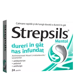 Strepsils mentol * 24 pastile, [],clinicafarm.ro