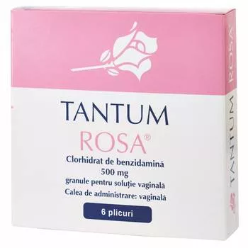 Tantum Rosa 500 mg granule pentru soluție vaginală * 6 plicuri, [],clinicafarm.ro