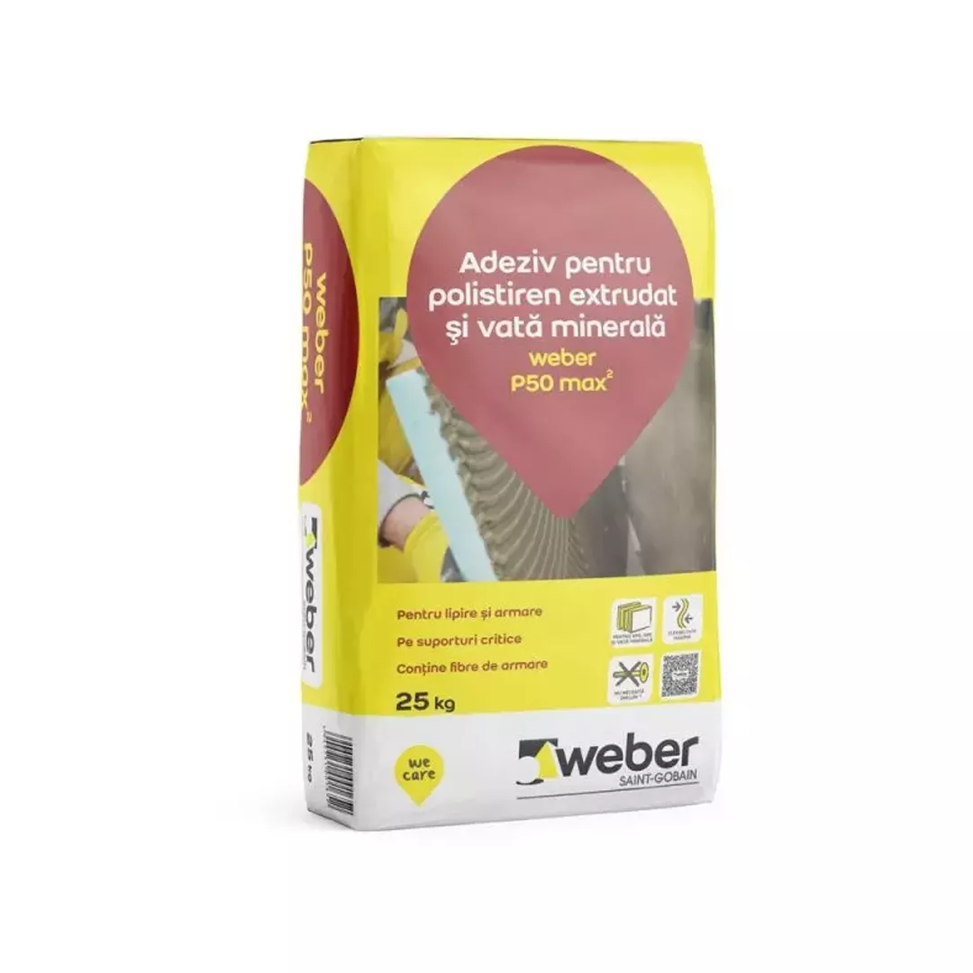 Adeziv pentru polistiren extrudat si vata minerala, 25 kg, Weber P50 max2