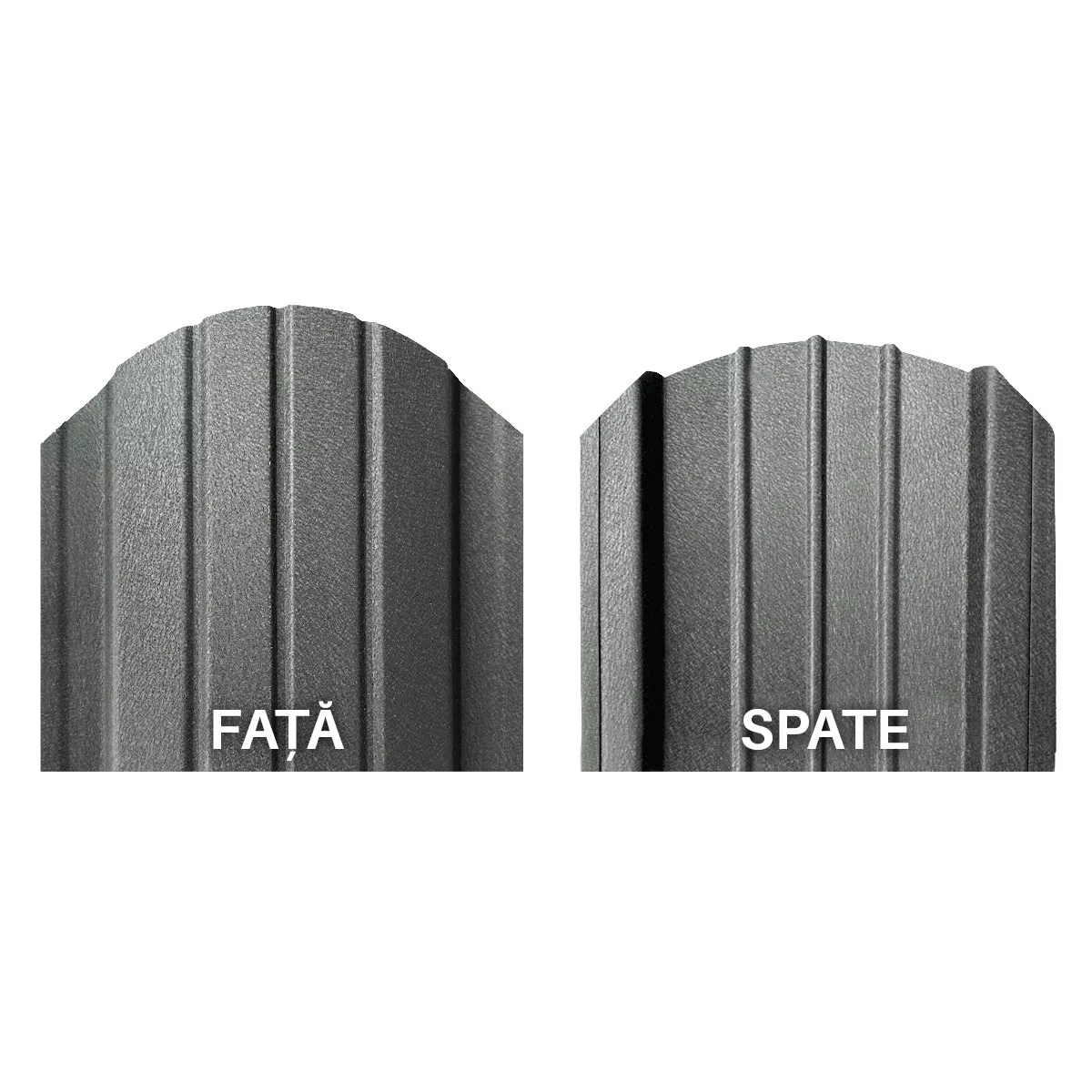 Sipca metalica semirotunda pentru gard, mat-duo, 0,5x120x1000 mm, RAL 7024