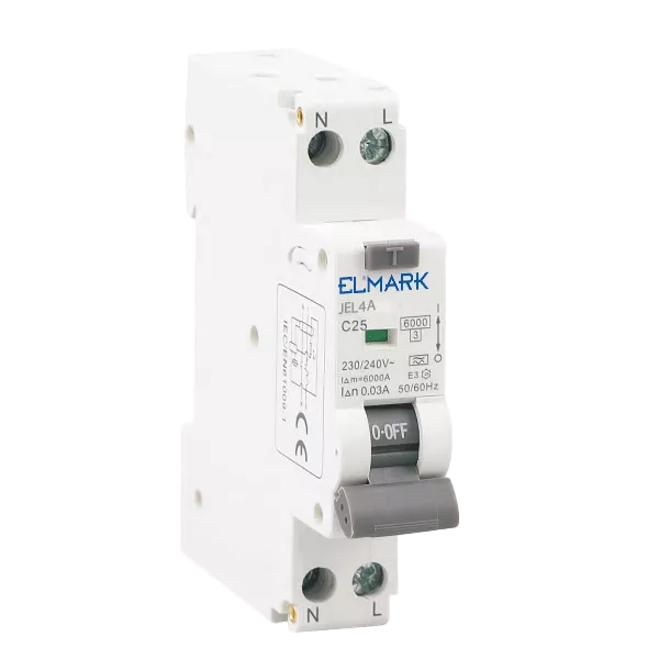 Întrerupător diferențial electronic RCBO JEL9A DpN 1P+N 32A/30mA 6kA curba C, [],electricalequipment.ro