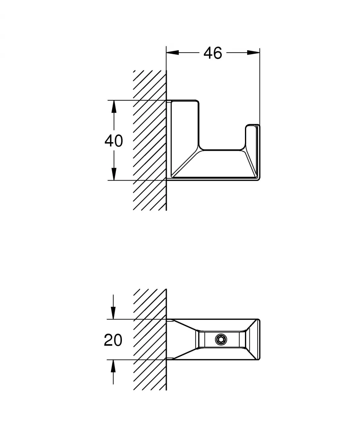 Agatatoare Grohe 102273KF00, Selection Cube, pe perete, metal, mat, negru