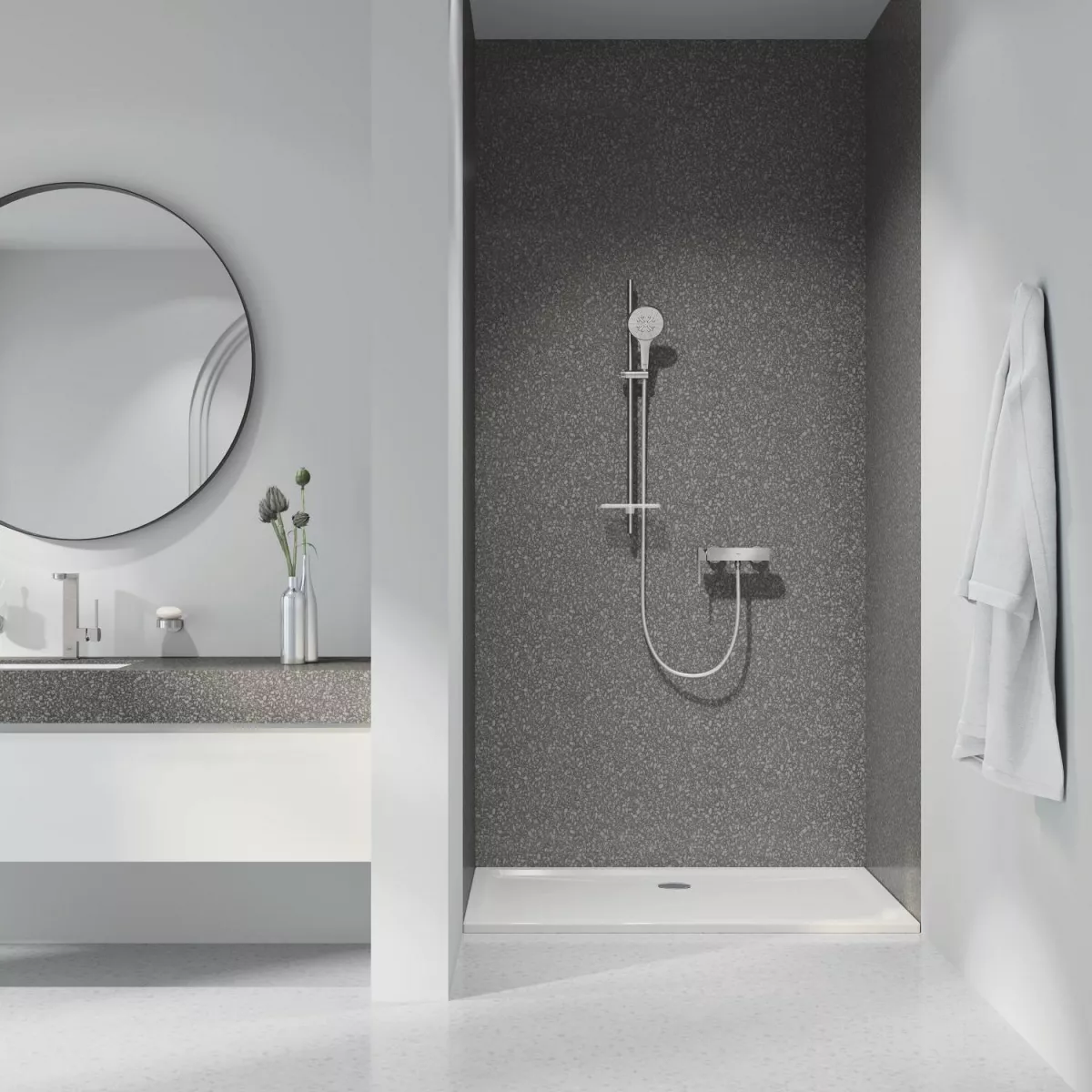 Bara de dus Grohe 26603DC0, SmartActive, 900 mm, etajera, mat, otel satinat