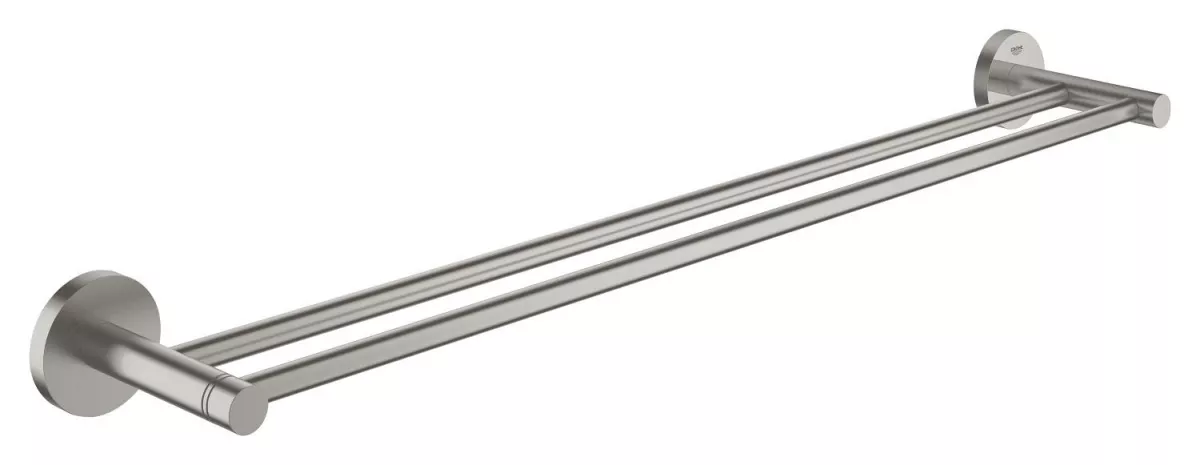 Bara prosop dubla Grohe 41203DC0, Start, pe perete, 600 mm, metal, mat, otel satinat