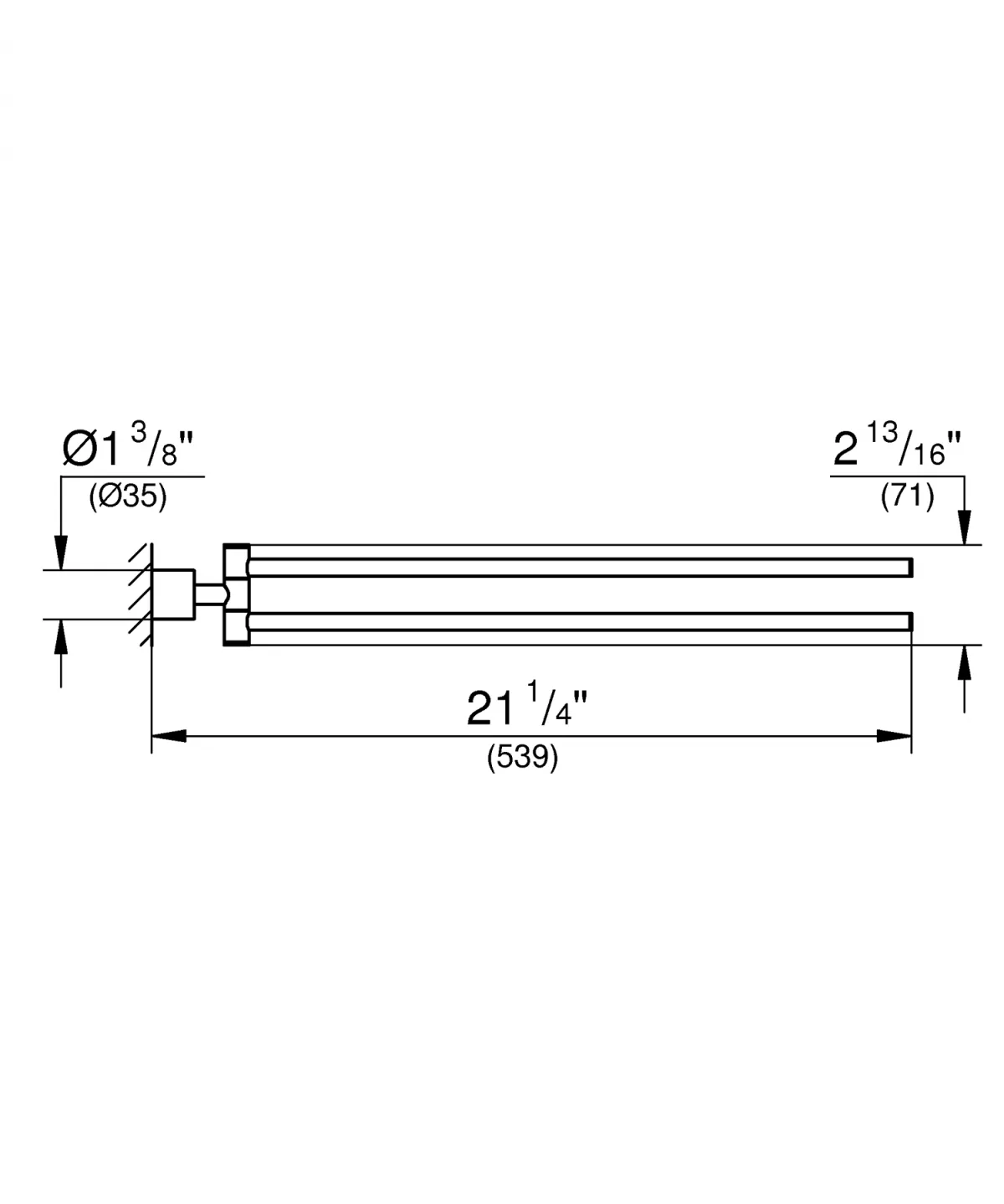 Bara prosop Grohe 40308AL3, Atrio, 489 mm, pe perete, pivotant, metal, mat, grafit