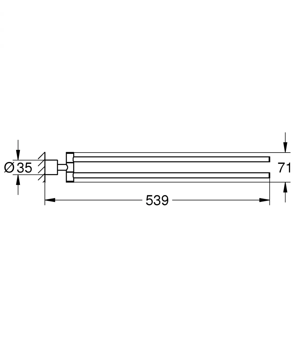 Bara prosop Grohe 40308GL3, Atrio, 489 mm, pe perete, pivotant, metal, lucios, auriu