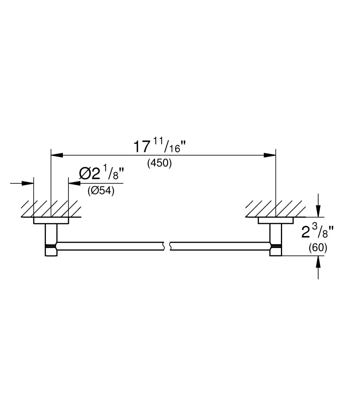 Bara prosop Grohe 41197DC0, Start, pe perete, 450 mm, metal, mat, otel satinat