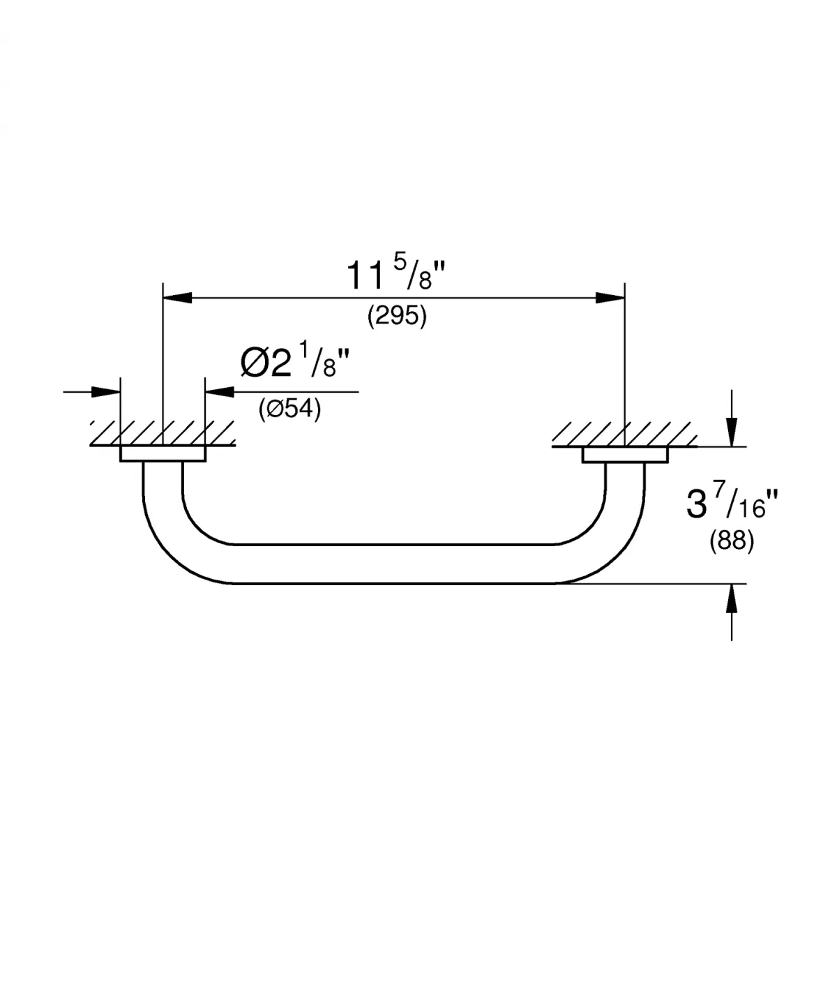 Bara sustinere Grohe 40421A01, Essentials, 350 mm, pe perete, metal, lucios, grafit