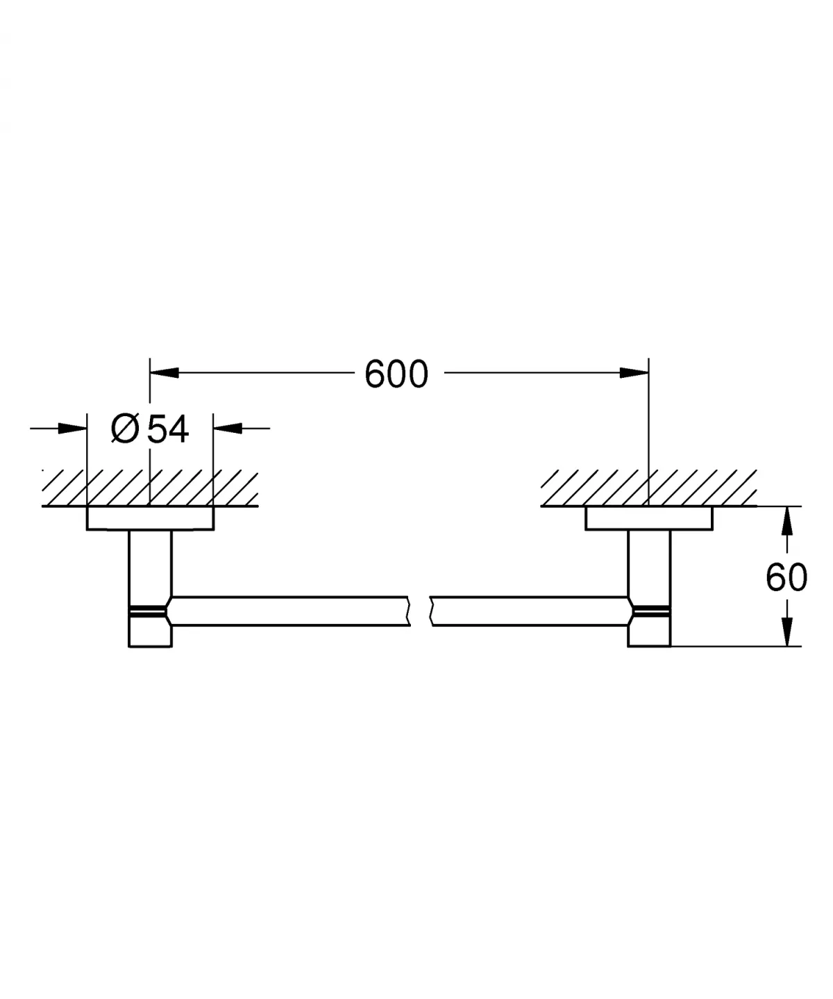 Bara prosop Grohe 40366DL1, Essentials, 600 mm, metal, mat, cupru