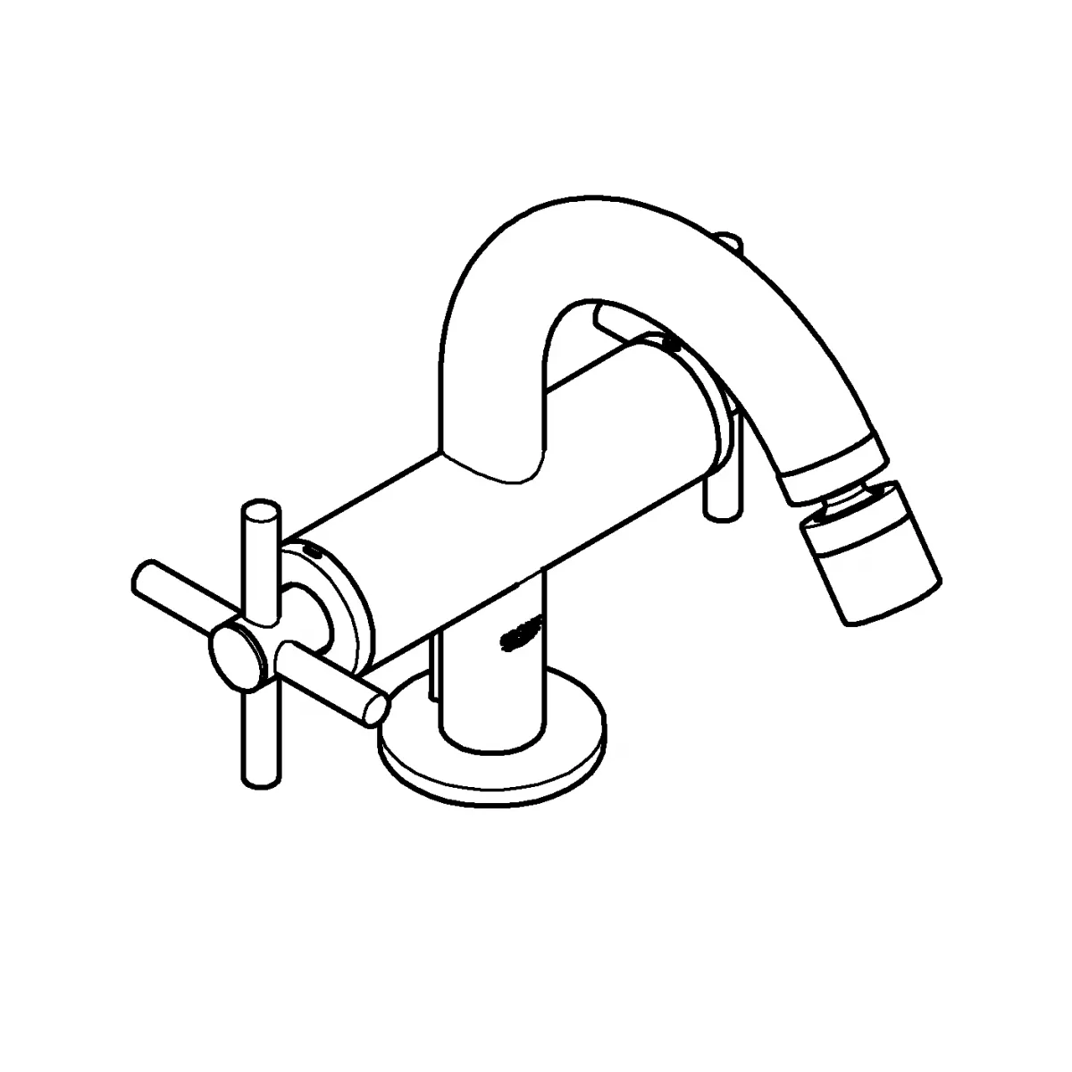 Baterie bideu Grohe 24027al3, Atrio, 3/8'', M, ventil, 167 mm, mat, grafit