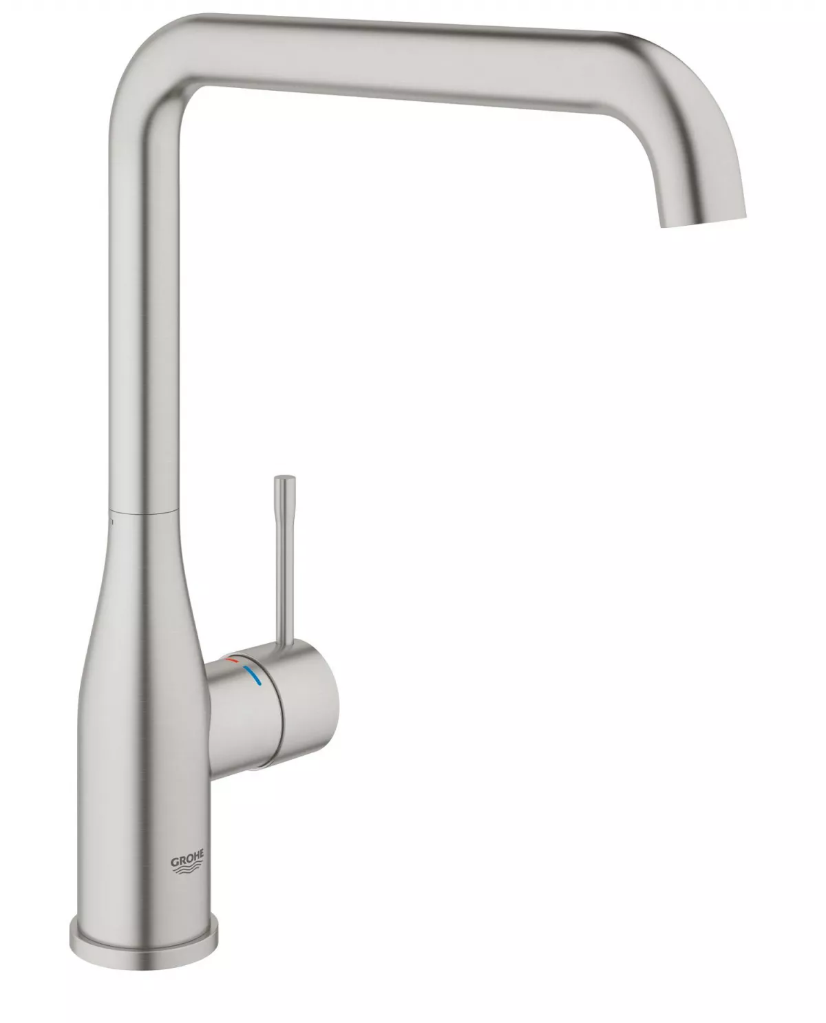 Baterie bucatarie Grohe 30423DC0, Accent, inalta, tip L, mat, otel satinat