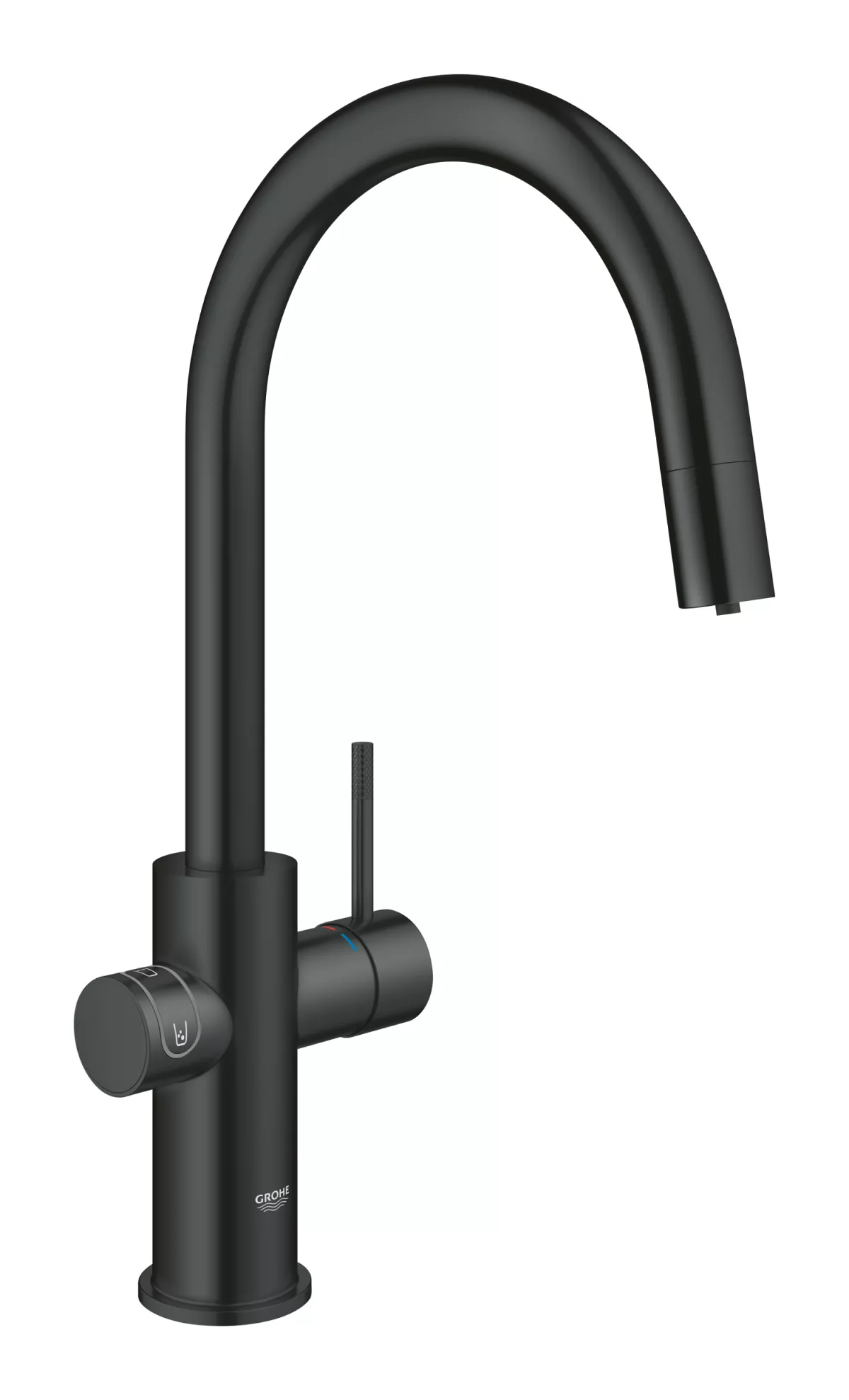 Baterie bucatarie Grohe 101073KS01, Blue Home, inalta, tip C, pentru racitor Blue Home, dus, mat, negru