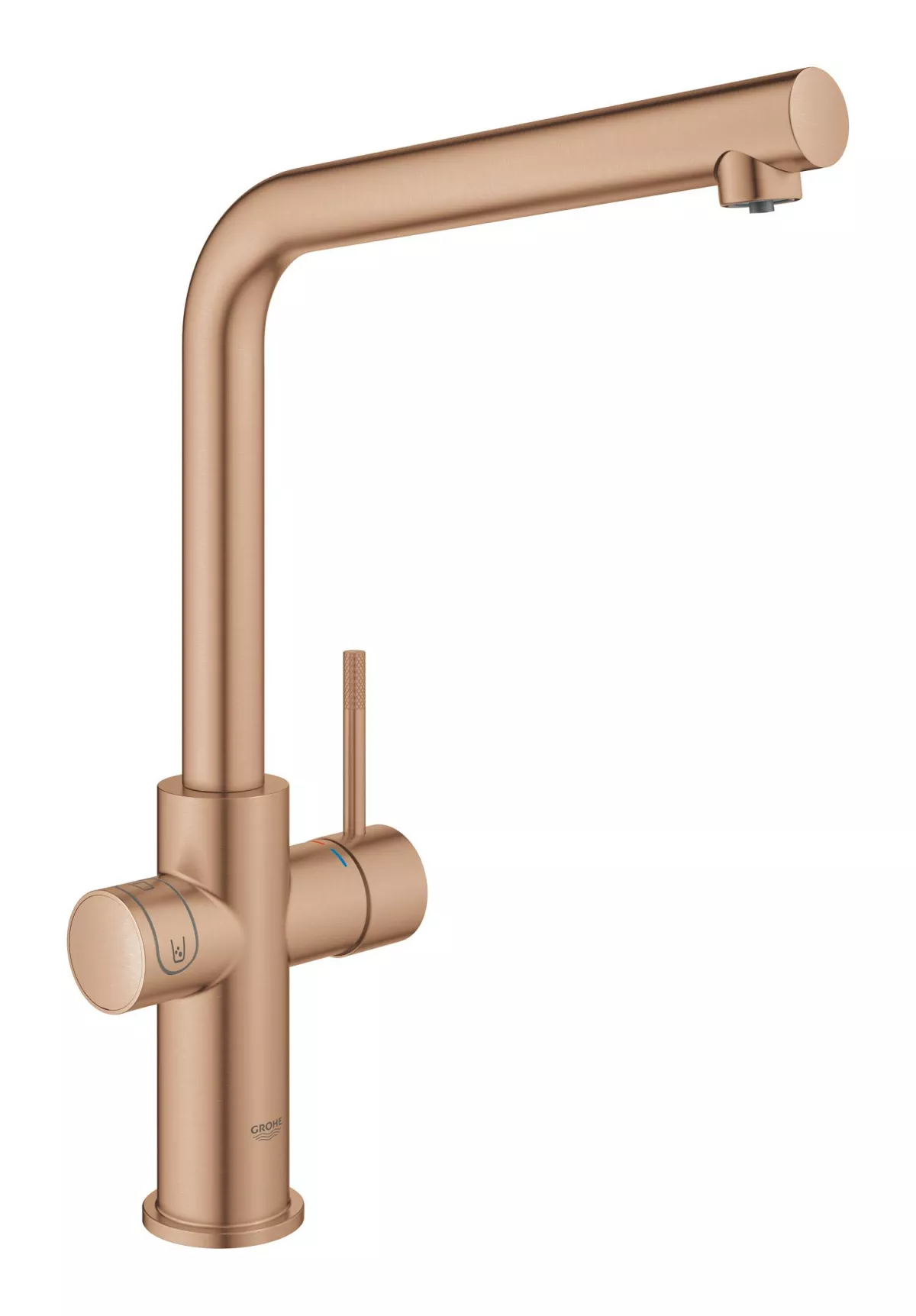 Baterie bucatarie Grohe 101068DL01, Blue Home, inalta, tip L, pentru racitor Blue Home, mat, cupru