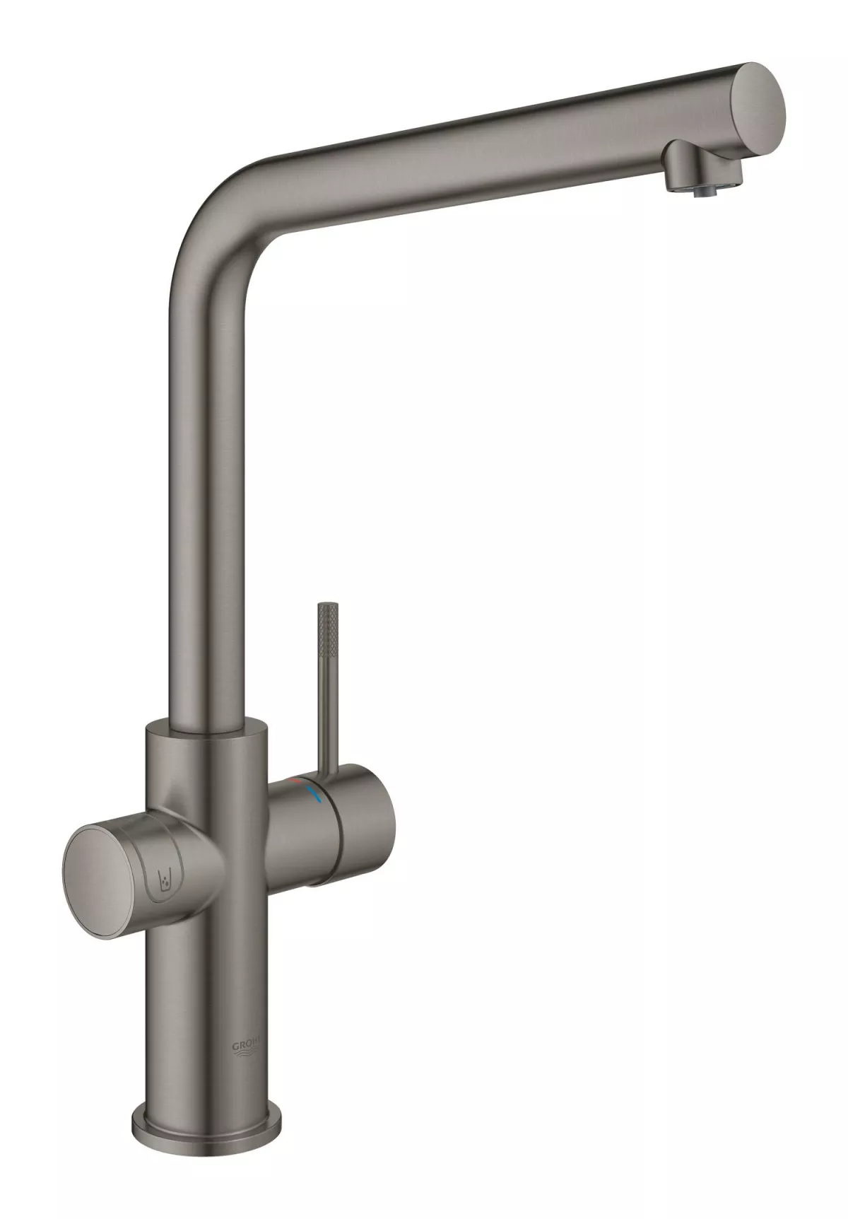 Baterie bucatarie Grohe 101068AL01, Blue Home, inalta, tip L, pentru racitor Blue Home, mat, grafit