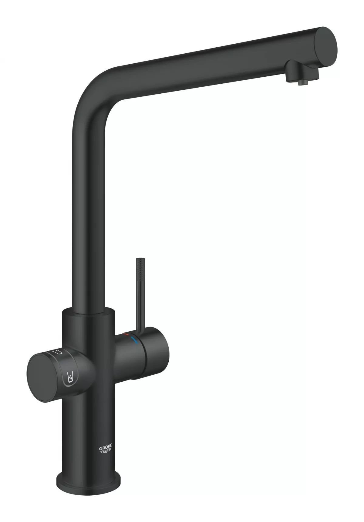 Baterie bucatarie Grohe 101068KS01, Blue Home, inalta, tip L, pentru racitor Blue Home, mat, negru