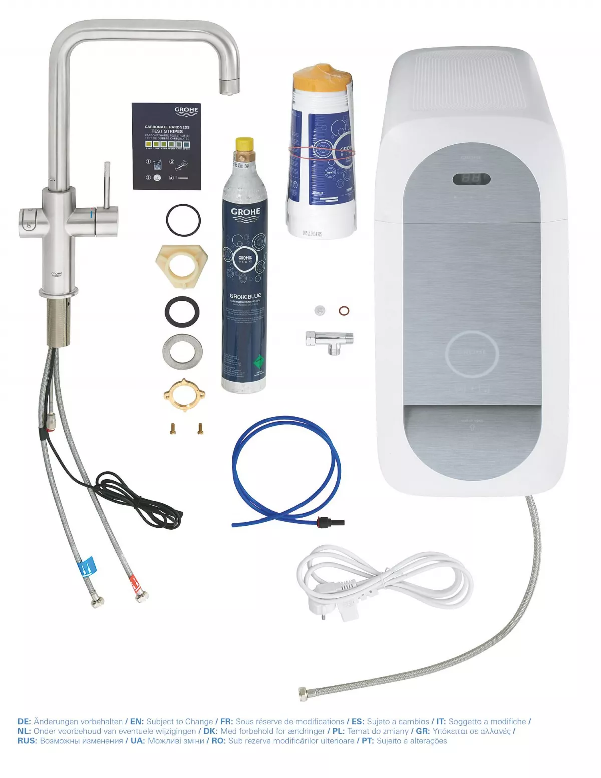 Baterie bucatarie Grohe 31456DC1, Blue Home, inalta, tip U, filtrare, CO2, racire, mat, otel satinat