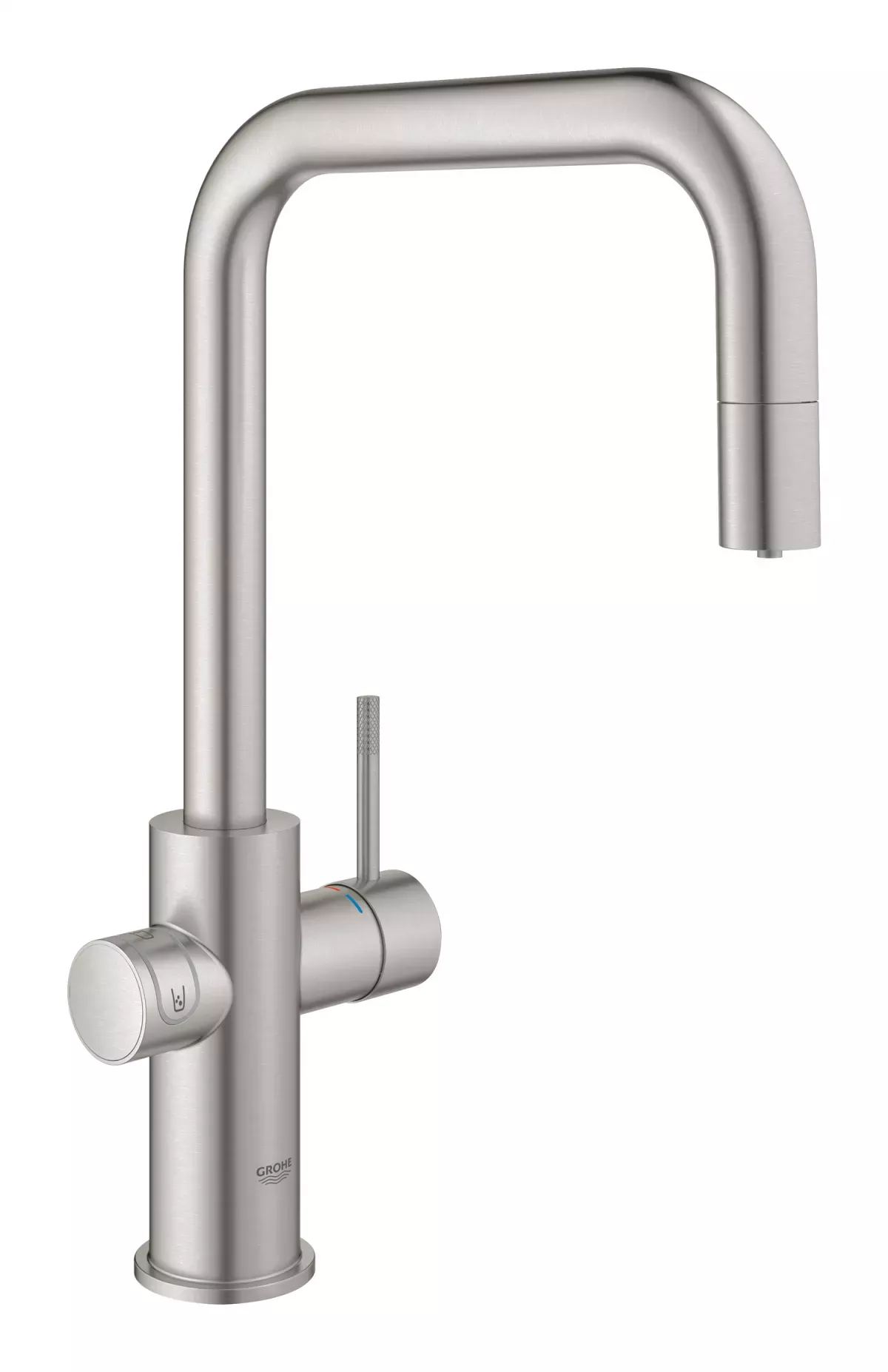 Baterie bucatarie Grohe 101074DC01, Blue Home, inalta, tip U, functie racire, CO2, filtrare, fara unitate racitor, mat