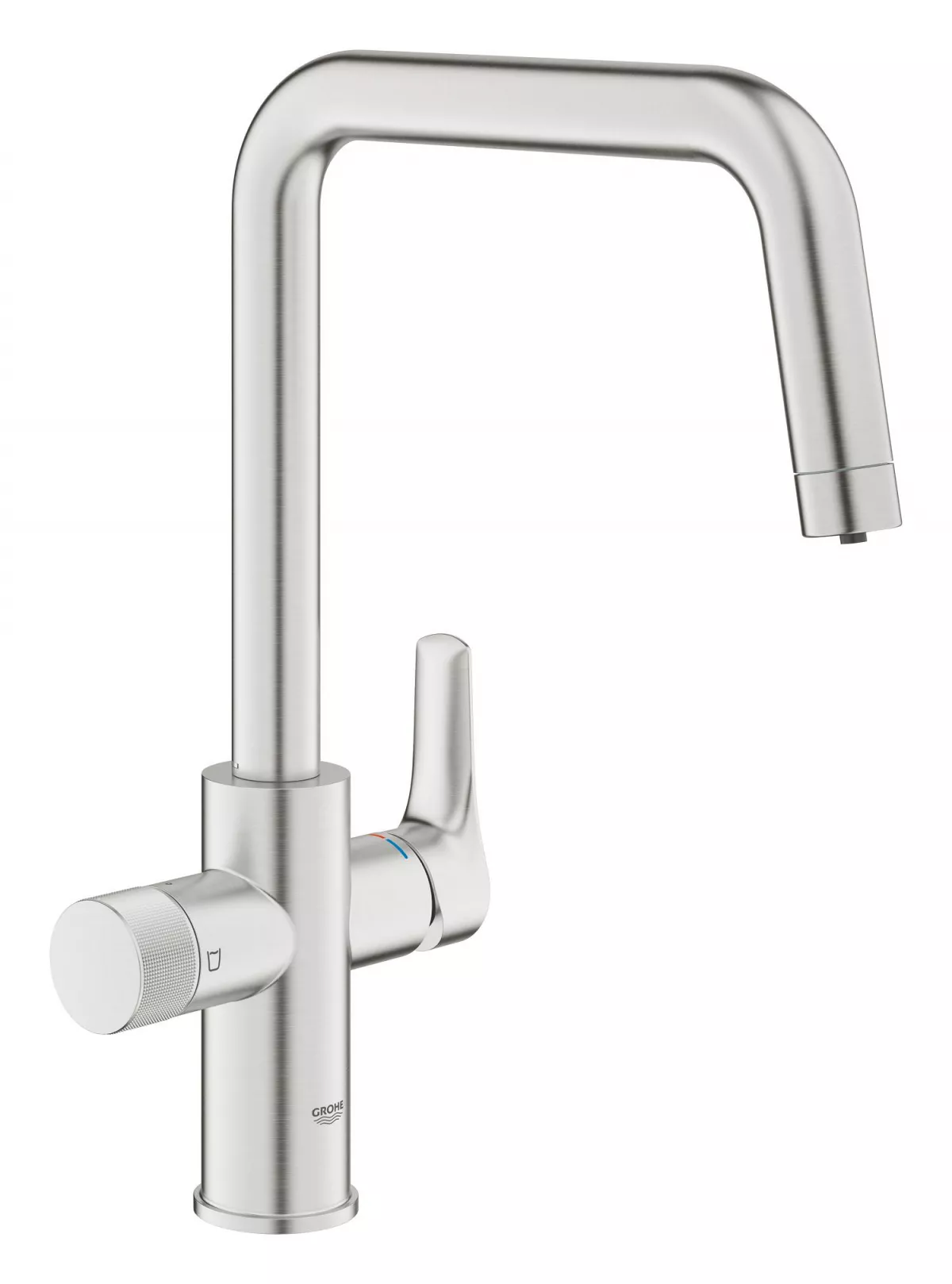 Baterie bucatarie Grohe 30583DC0, Blue Pure Eurosmart, inalta, tip U, filtrare, 3 cai, mat, otel satinat