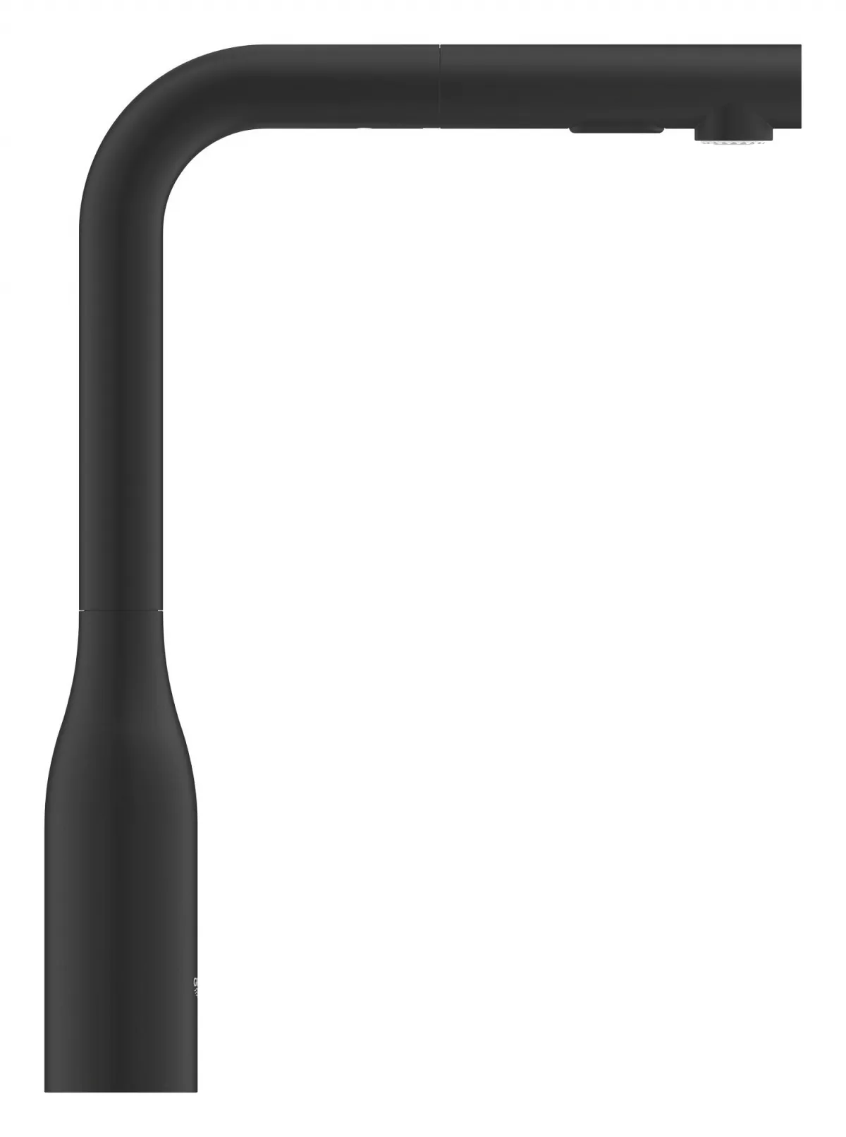 Baterie bucatarie Grohe 30504KF0, Essence, 3/8'', pipa inalta, tip L, dus extractabil, 2 pulverizari, mat, negru