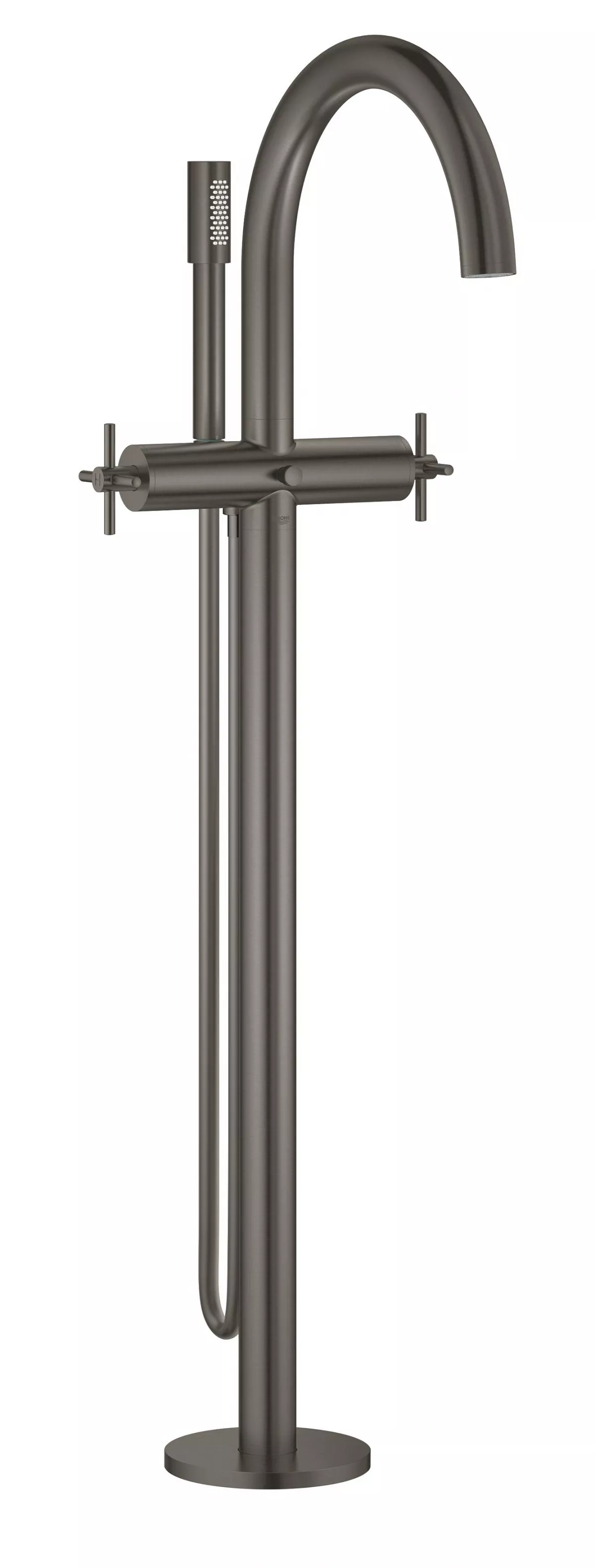 Baterie cada Grohe 25044AL3, Atrio, 1/2'', pe podea, set dus, necesita valva, mat, grafit