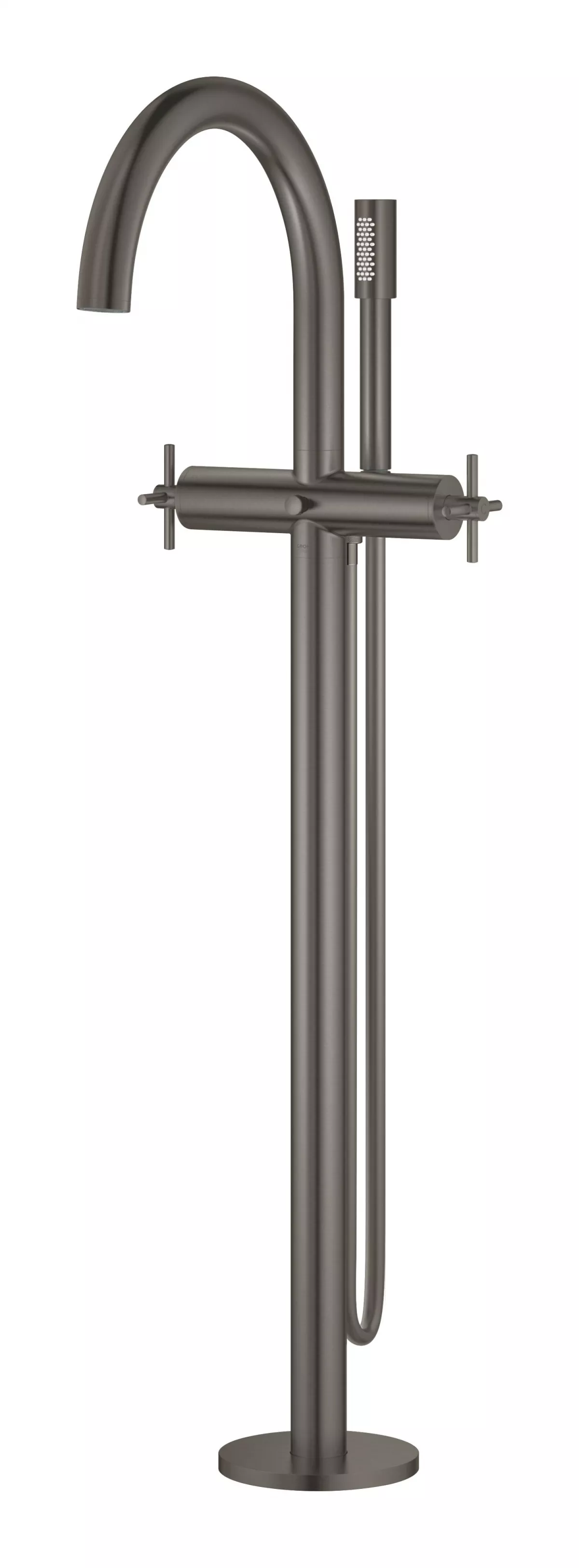 Baterie cada Grohe 25044AL3, Atrio, 1/2'', pe podea, set dus, necesita valva, mat, grafit