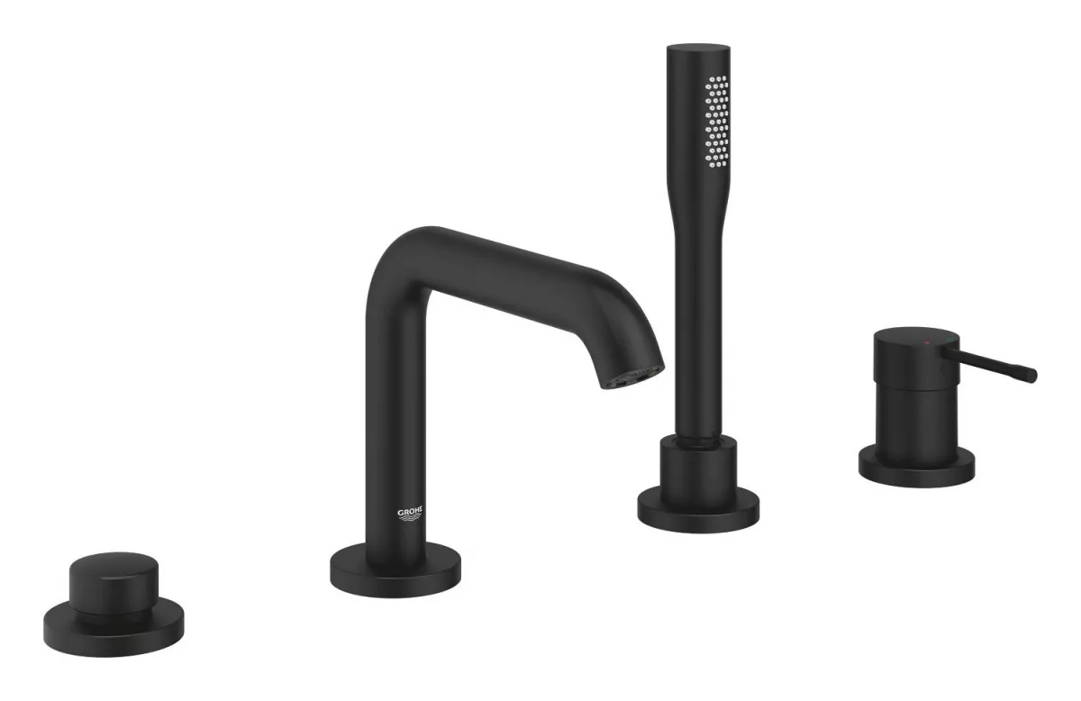 Baterie cada Grohe 25251KF1, Essence, incastrata, pe cada, set de dus, mat, negru