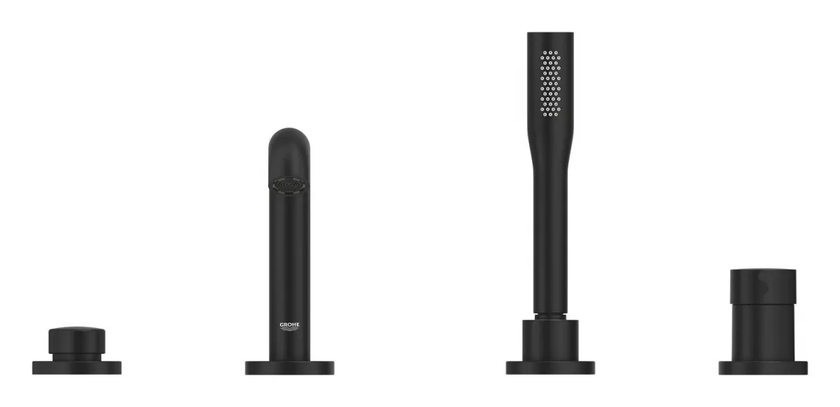 Baterie cada Grohe 25251KF1, Essence, incastrata, pe cada, set de dus, mat, negru