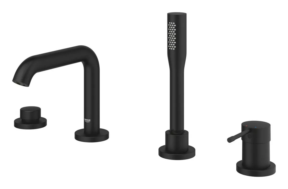 Baterie cada Grohe 25251KF1, Essence, incastrata, pe cada, set de dus, mat, negru