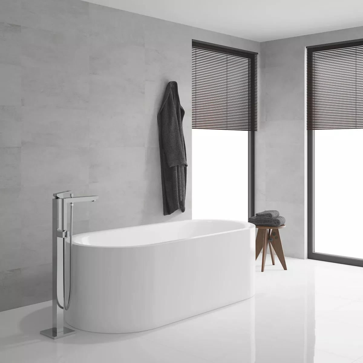 Baterie cada Grohe Eurocube 23672001, 1/2'', pe podea, se…