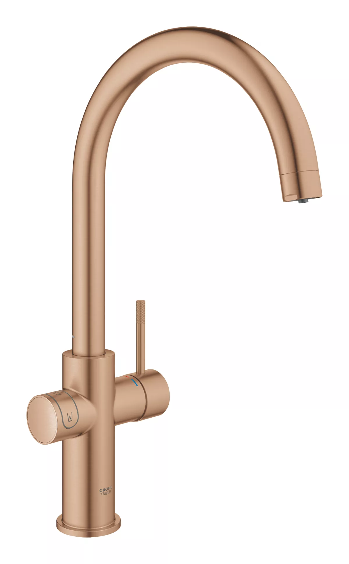 Baterie de bucatarie Grohe 31455DL1, Blue Home, 3/8'', tip C, inalta, filtare, racire, apa carbogazoasa, mat, cupru