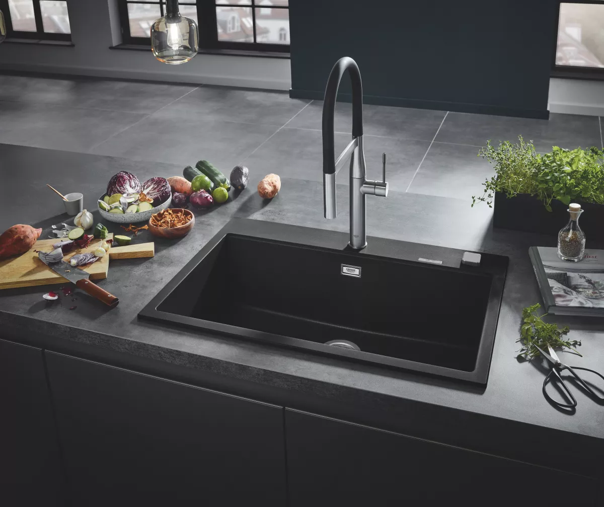 Baterie de bucatarie Grohe 30294DC0, Essence, 3/8'', XL, tip C, dus, 2 functii, mat, otel satinat