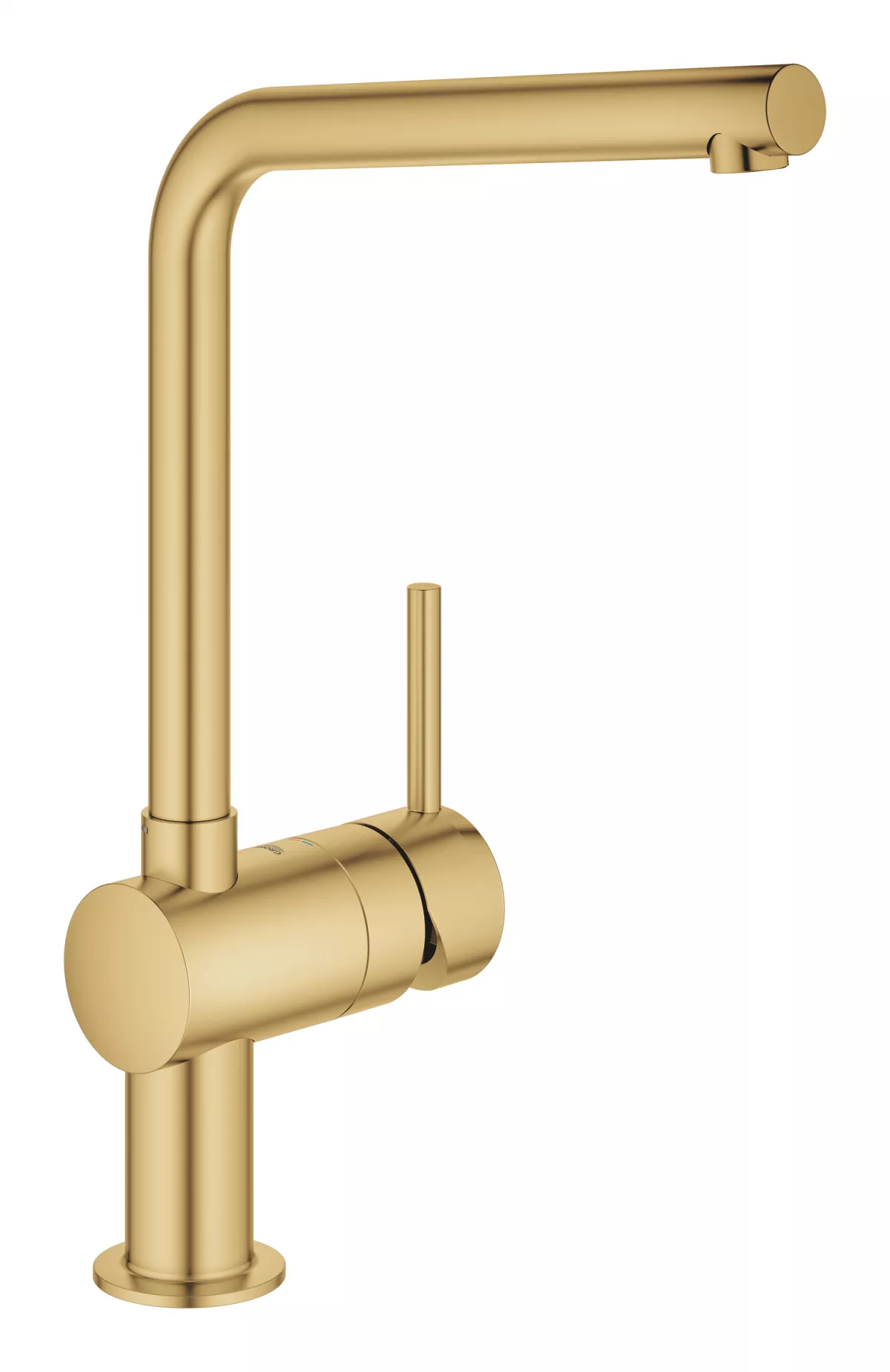 Baterie de bucatarie Grohe 31375GN0, Minta, 3/8'', pipa inalta, tip L, mat, auriu