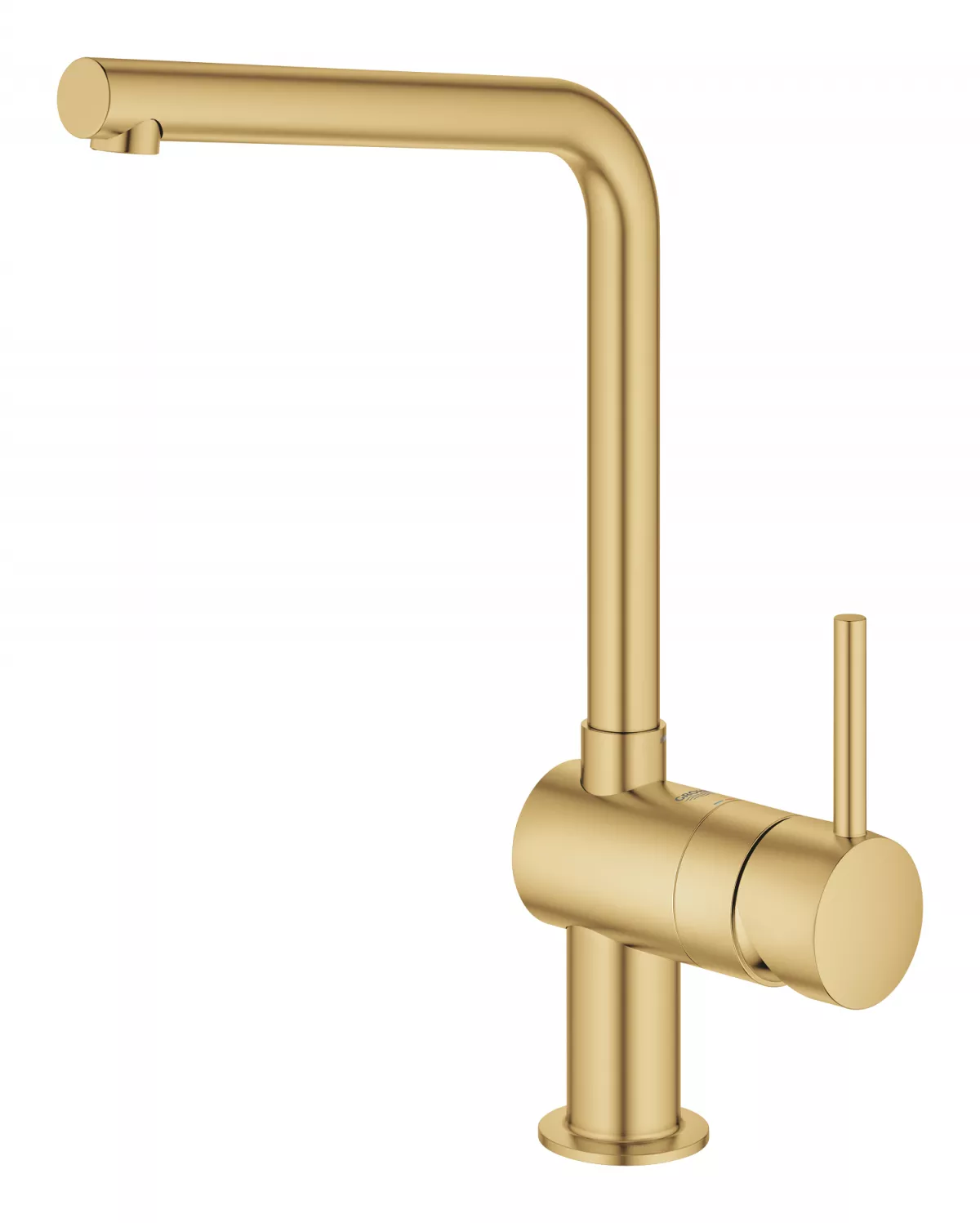 Baterie de bucatarie Grohe 31375GN0, Minta, 3/8'', pipa inalta, tip L, mat, auriu