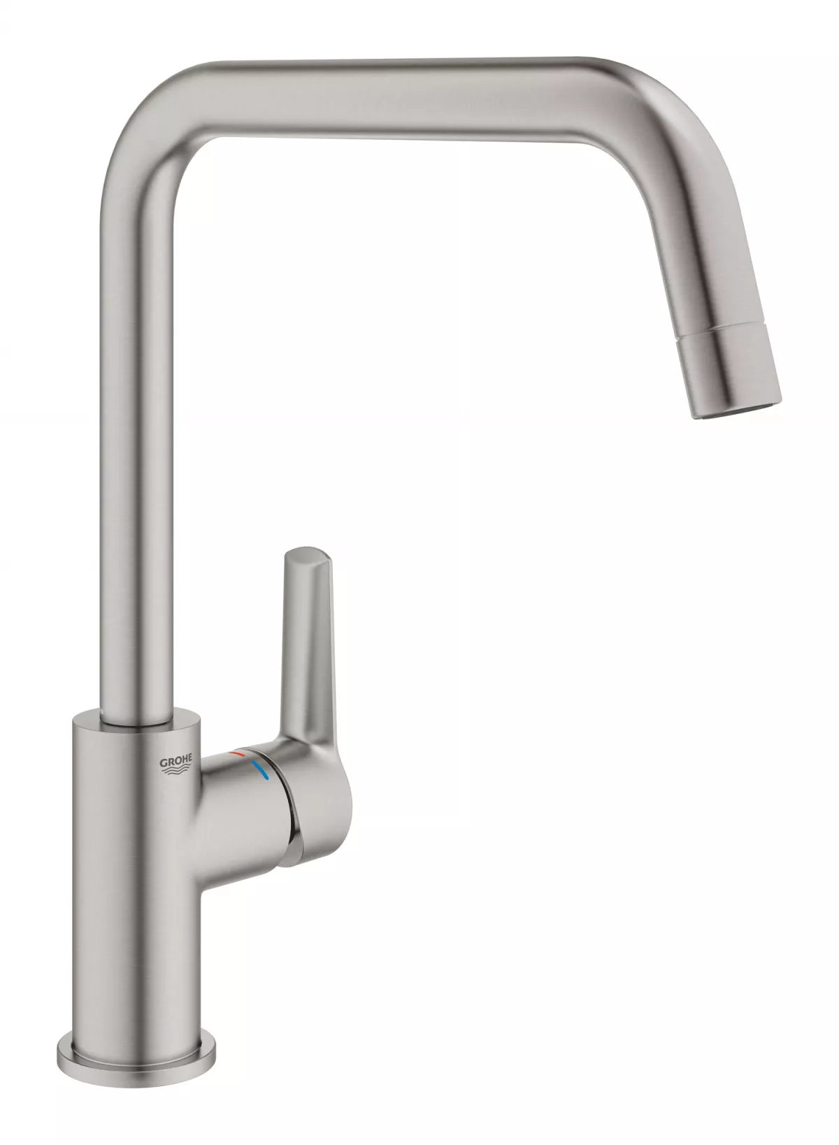 Baterie de bucatarie Grohe 30470DC0, Start, inalta, tip U, pivotanta, mat, otel satinat