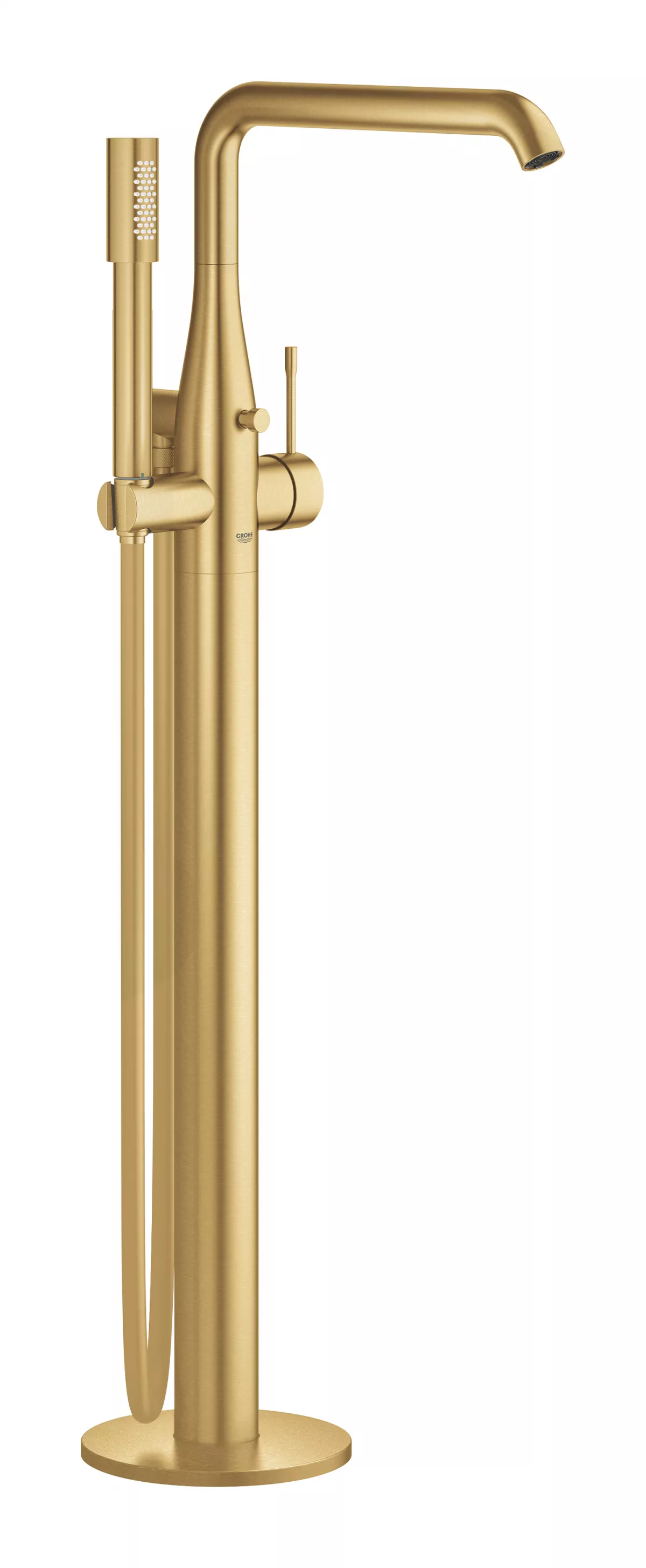 Baterie de cada Grohe 23491GN1, Essence, montare pe podea, set dus, necesita valva, mat, auriu