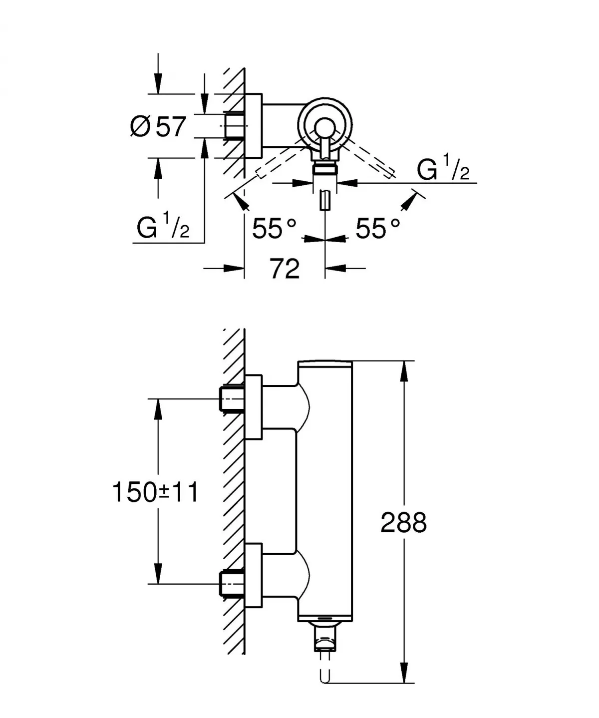 Baterie dus Grohe 32650GL3, Atrio, 1/2'', aparenta, lucios, auriu