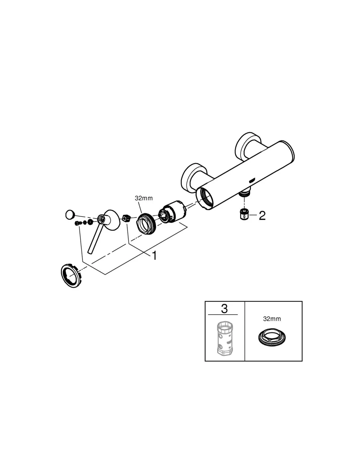 Baterie dus Grohe 32650GL3, Atrio, 1/2'', aparenta, lucios, auriu