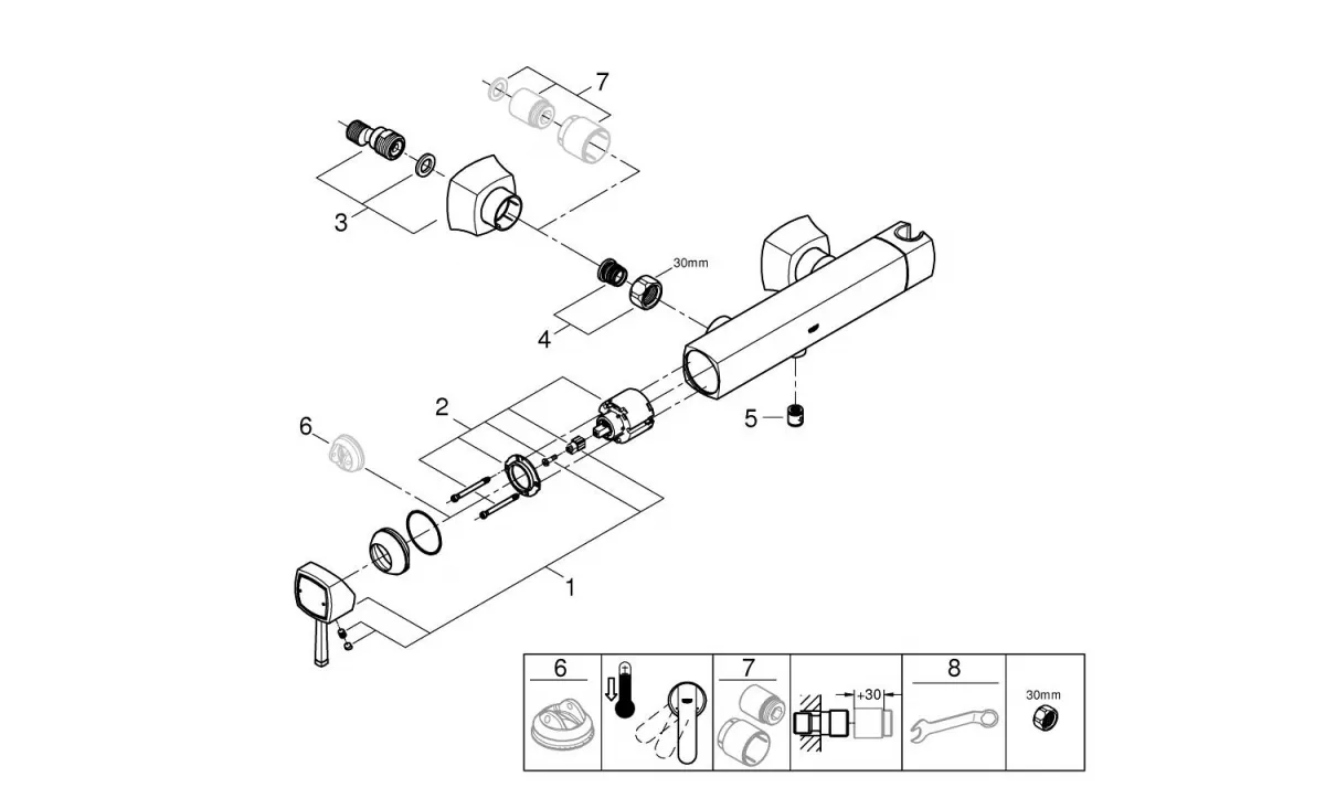 Baterie dus Grohe 23316IG0, Grandera, 1/2'', aparenta, crom / auriu