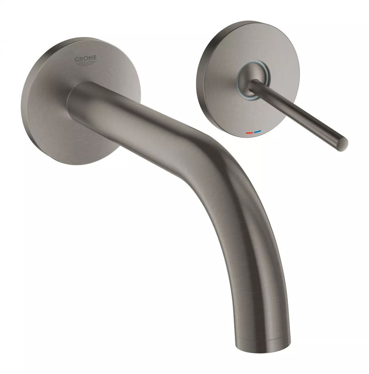 Baterie lavoar Grohe 19287AL3, Atrio, 1/2'', M, 185 mm, pe perete, monocomanda, necesita set fixare, mat, grafit